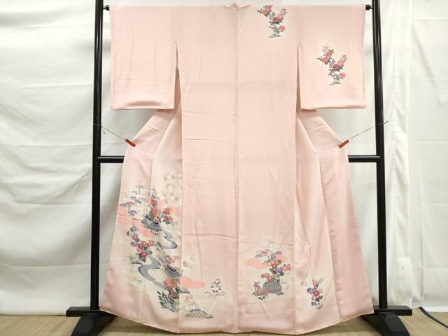 平和屋着物■訪問着　風景花文　暈し染め　鬼しぼ縮緬　正絹　逸品　DABK6343qa