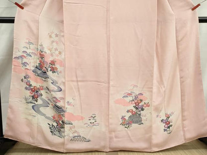 平和屋着物■訪問着　風景花文　暈し染め　鬼しぼ縮緬　正絹　逸品　DABK6343qa
