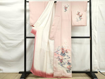 平和屋着物■訪問着　風景花文　暈し染め　鬼しぼ縮緬　正絹　逸品　DABK6343qa