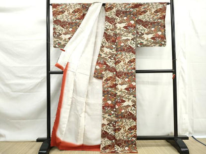 平和屋着物■上質な小紋　花鳥文　金彩　正絹　逸品　DABK6344qa