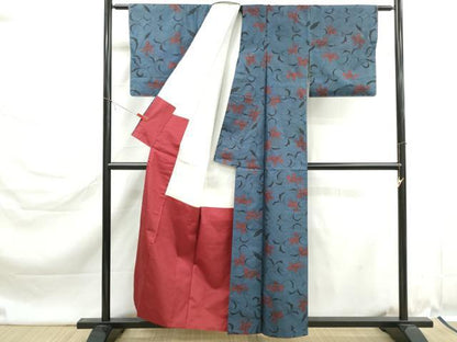 平和屋着物■本場大島紬　9マルキ　唐草花文　正絹　逸品　DABK6350qa