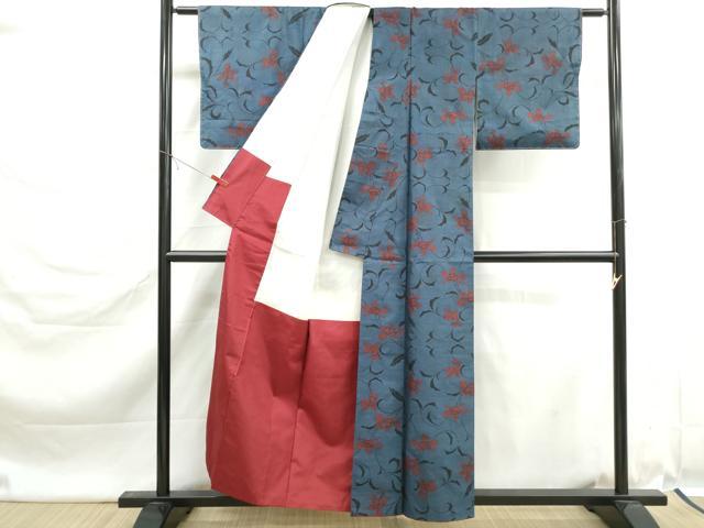 平和屋着物■本場大島紬　9マルキ　唐草花文　正絹　逸品　DABK6350qa