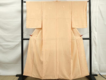 平和屋着物■上質な色無地　亀甲花地紋　薄香色　正絹　逸品　未使用　DABK6353qa