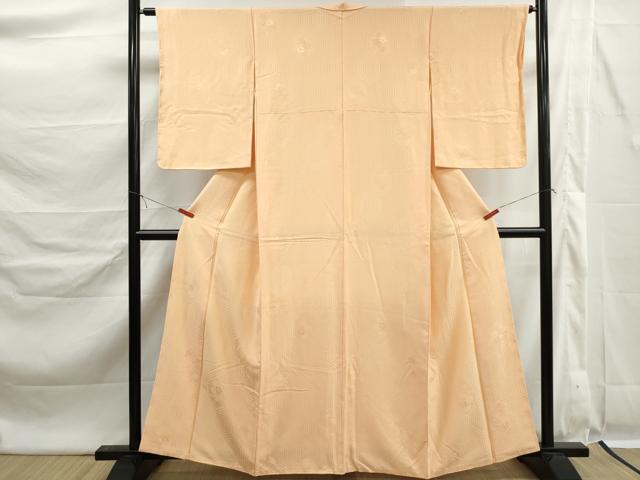 平和屋着物■上質な色無地　亀甲花地紋　薄香色　正絹　逸品　未使用　DABK6353qa