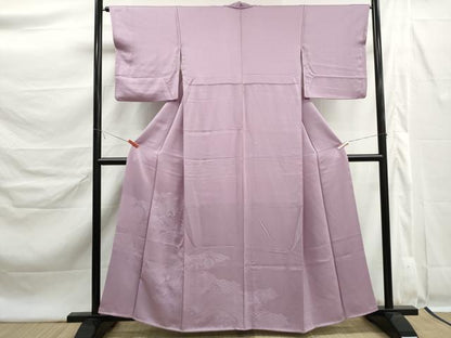 平和屋着物■色留訪問着　刺繍　花車文　紅藤色　正絹　逸品　DABK6358qa