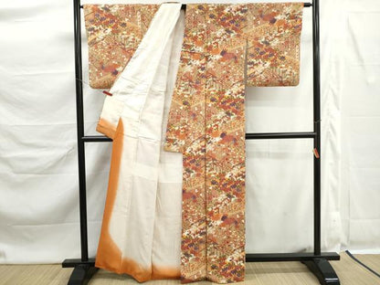 平和屋着物■上質な小紋　風景花文　牡丹　正絹　逸品　DABK6359qa