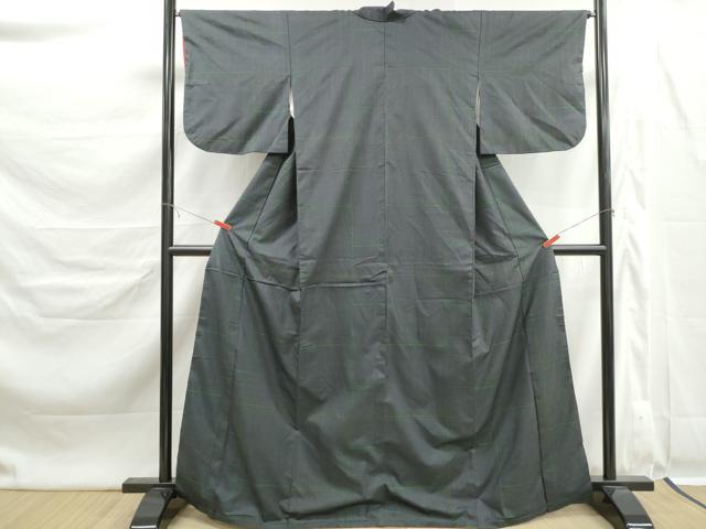 平和屋着物■本場大島紬　7マルキ　格子文　正絹　逸品　DABK6365qa