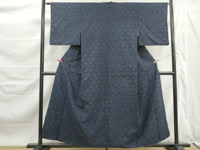 平和屋着物■上質な紬　亀甲文　正絹　逸品　DABK6368qa
