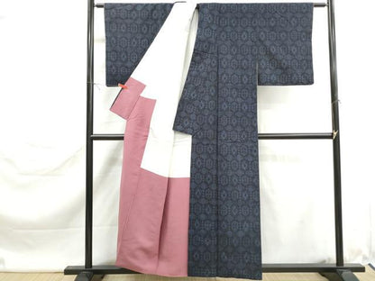 平和屋着物■上質な紬　亀甲文　正絹　逸品　DABK6368qa