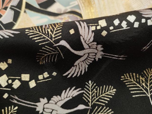 平和屋着物■豪華振袖　駒刺繍　御所車飛鶴花文　暈し染め　金銀彩　正絹　逸品　DABK6369qa