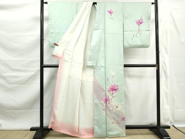 平和屋着物■訪問着　草花文　暈し染め　正絹　逸品　DABK6373qa