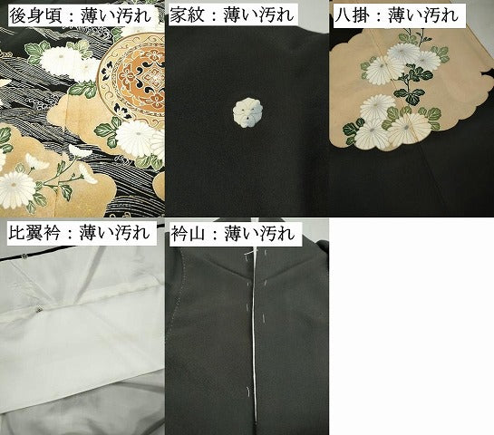 平和屋着物■豪華黒留袖　駒刺繍　立波花鳥文　鳳凰　金彩　正絹　逸品　DABK6375qa