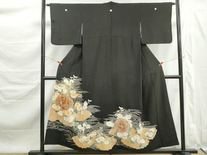 平和屋着物■豪華黒留袖　駒刺繍　立波花鳥文　鳳凰　金彩　正絹　逸品　DABK6375qa