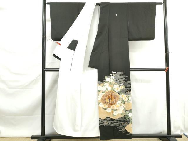 平和屋着物■豪華黒留袖　駒刺繍　立波花鳥文　鳳凰　金彩　正絹　逸品　DABK6375qa