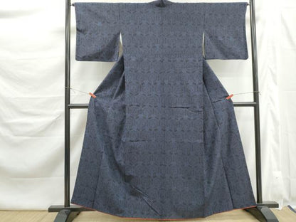 平和屋着物■上質な紬　抽象花文　正絹　逸品　DABK6386qa