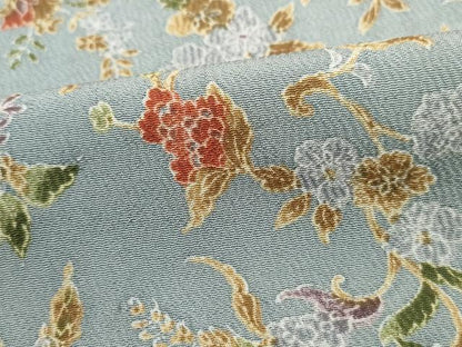 平和屋着物■上質な小紋　草花文　鬼しぼ縮緬　正絹　逸品　DABK6387qa