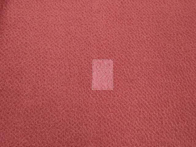 平和屋着物■上質な色無地　作家物　銀朱色　鬼しぼ縮緬　正絹　逸品　DABK6390qa