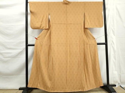 平和屋着物■上質な小紋　格子花文　正絹　逸品　DABK6391qa