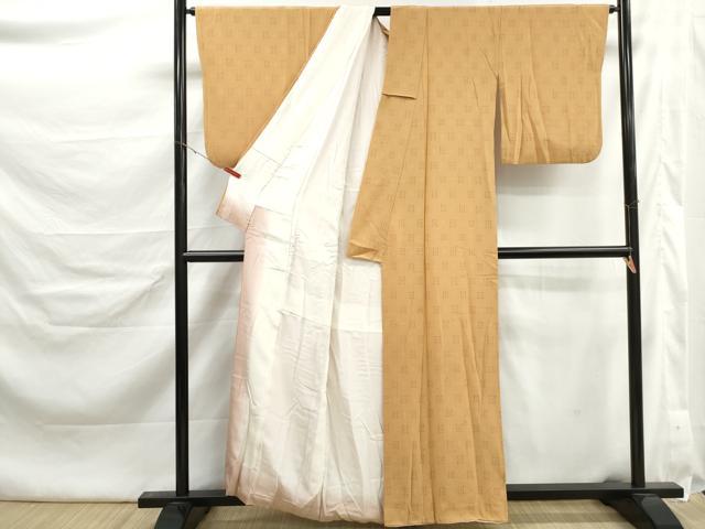 平和屋着物■上質な小紋　格子花文　正絹　逸品　DABK6391qa