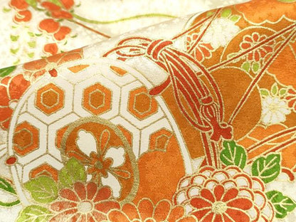 平和屋着物■訪問着　駒刺繍　花鼓文　金彩　正絹　逸品　DABK6392qa
