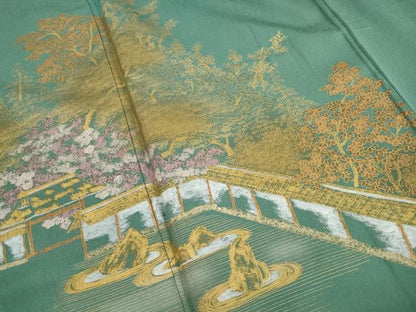 平和屋着物■豪華色留袖　風景樹林文　暈し染め　金銀彩　正絹　逸品　DABK6393qa