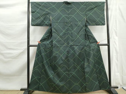 平和屋着物■本場大島紬　7マルキ　格子文　正絹　逸品　DABK6397qa