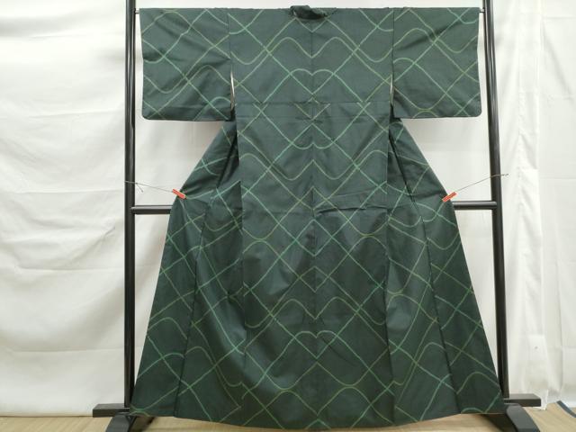 平和屋着物■本場大島紬　7マルキ　格子文　正絹　逸品　DABK6397qa