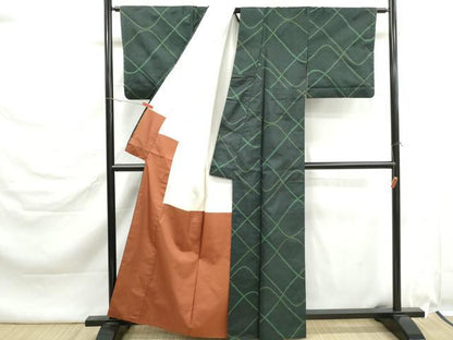 平和屋着物■本場大島紬　7マルキ　格子文　正絹　逸品　DABK6397qa
