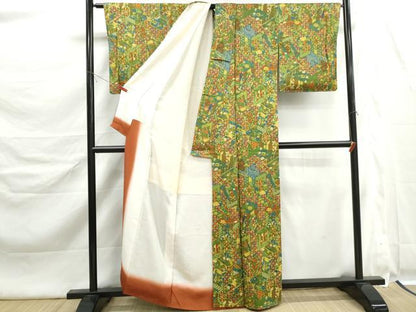 平和屋着物■上質な小紋　御所車花文　正絹　逸品　DABK6398qa