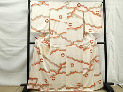 平和屋着物■上質な小紋　駒刺繍　舞蝶文　金彩　正絹　逸品　DABK6403qa