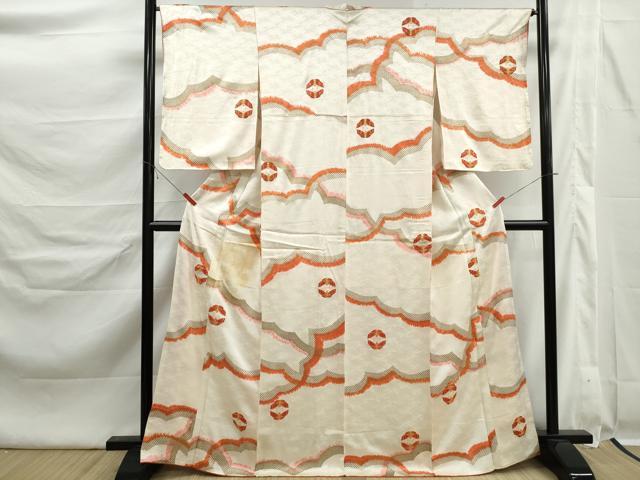 平和屋着物■上質な小紋　駒刺繍　舞蝶文　金彩　正絹　逸品　DABK6403qa