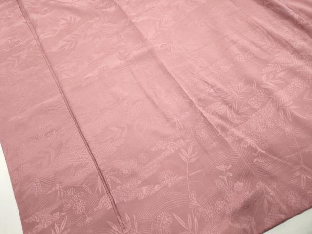 平和屋着物■上質な色無地　立波花地紋　退紅色　正絹　逸品　DABK6407qa