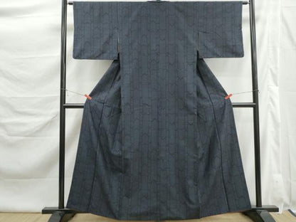 平和屋着物■結城紬　80亀甲　幾何学文　正絹　逸品　DABK6415qa