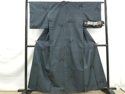 平和屋着物■本場大島紬　9マルキ　古代染色純泥染　笹の葉文　証紙付き　正絹　逸品　DABK6417qa