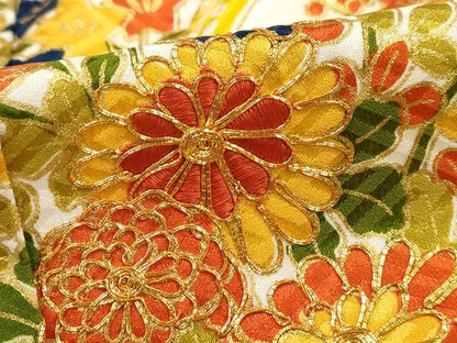 平和屋着物■訪問着　駒刺繍　地紙花文　金彩　正絹　逸品　DABK6418qa