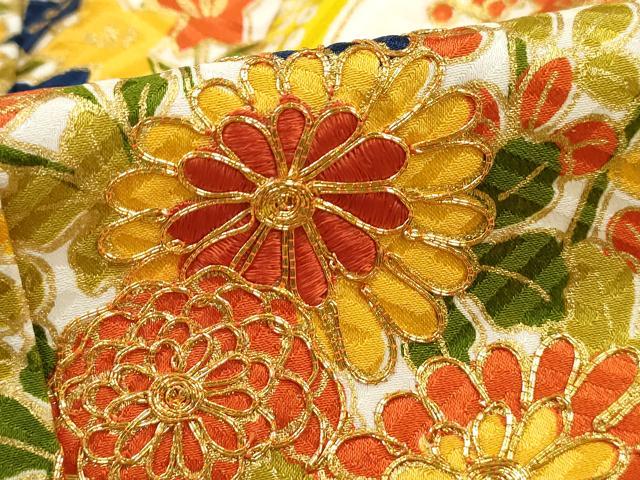 平和屋着物■訪問着　駒刺繍　地紙花文　金彩　正絹　逸品　DABK6418qa