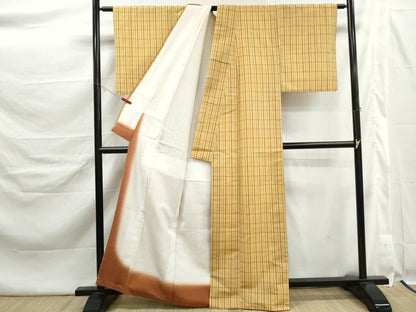 平和屋着物■本場縞大島紬　格子文　正絹　逸品　DABK6423qa