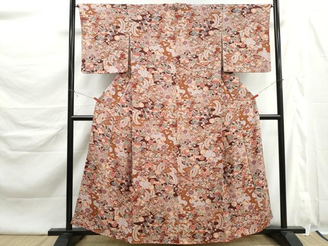 平和屋着物■上質な小紋　辻が花　正絹　逸品　DABK6425qa