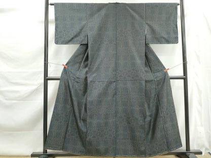 平和屋着物■本場大島紬　幾何学文　正絹　逸品　DABK6431qa
