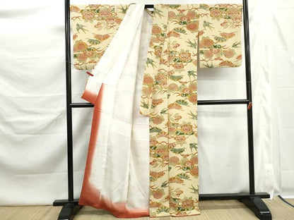 平和屋着物■上質な小紋　型染め　花鳥文　正絹　逸品　DABK6434qa