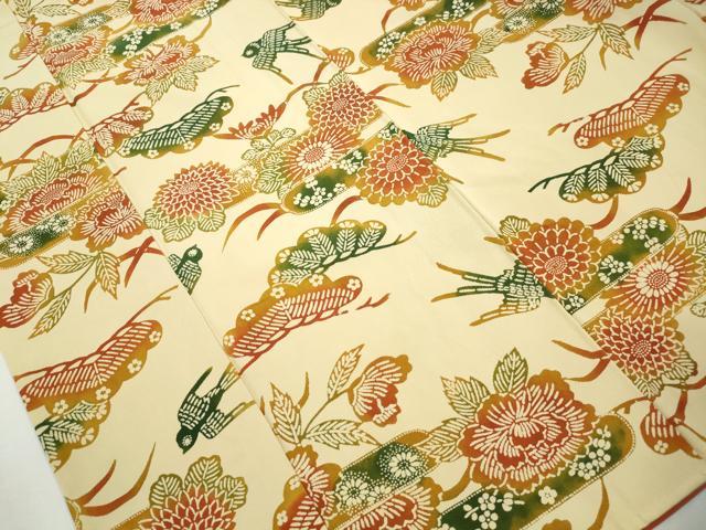 平和屋着物■上質な小紋　型染め　花鳥文　正絹　逸品　DABK6434qa