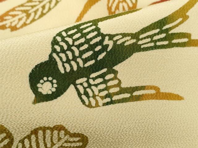 平和屋着物■上質な小紋　型染め　花鳥文　正絹　逸品　DABK6434qa