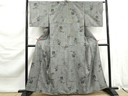 平和屋着物■本場大島紬　9マルキ　花唐草文　正絹　逸品　DABK6435qa