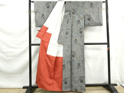 平和屋着物■本場大島紬　9マルキ　花唐草文　正絹　逸品　DABK6435qa
