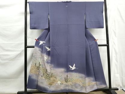 平和屋着物■豪華色留袖　駒刺繍　飛鶴風景文　暈し染め　金彩　正絹　逸品　DABK6436qa