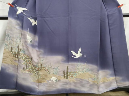 平和屋着物■豪華色留袖　駒刺繍　飛鶴風景文　暈し染め　金彩　正絹　逸品　DABK6436qa