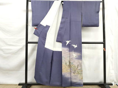 平和屋着物■豪華色留袖　駒刺繍　飛鶴風景文　暈し染め　金彩　正絹　逸品　DABK6436qa