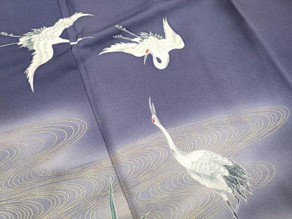 平和屋着物■豪華色留袖　駒刺繍　飛鶴風景文　暈し染め　金彩　正絹　逸品　DABK6436qa