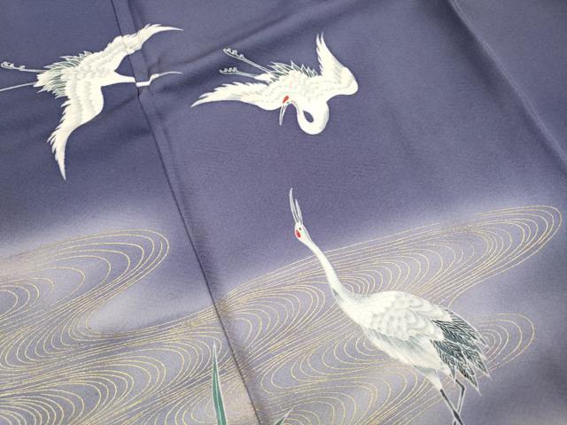 平和屋着物■豪華色留袖　駒刺繍　飛鶴風景文　暈し染め　金彩　正絹　逸品　DABK6436qa