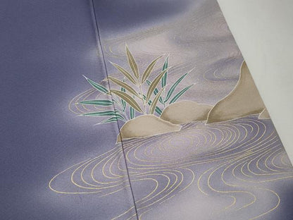 平和屋着物■豪華色留袖　駒刺繍　飛鶴風景文　暈し染め　金彩　正絹　逸品　DABK6436qa